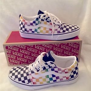 Rainbow checkered Vans women’s size 10